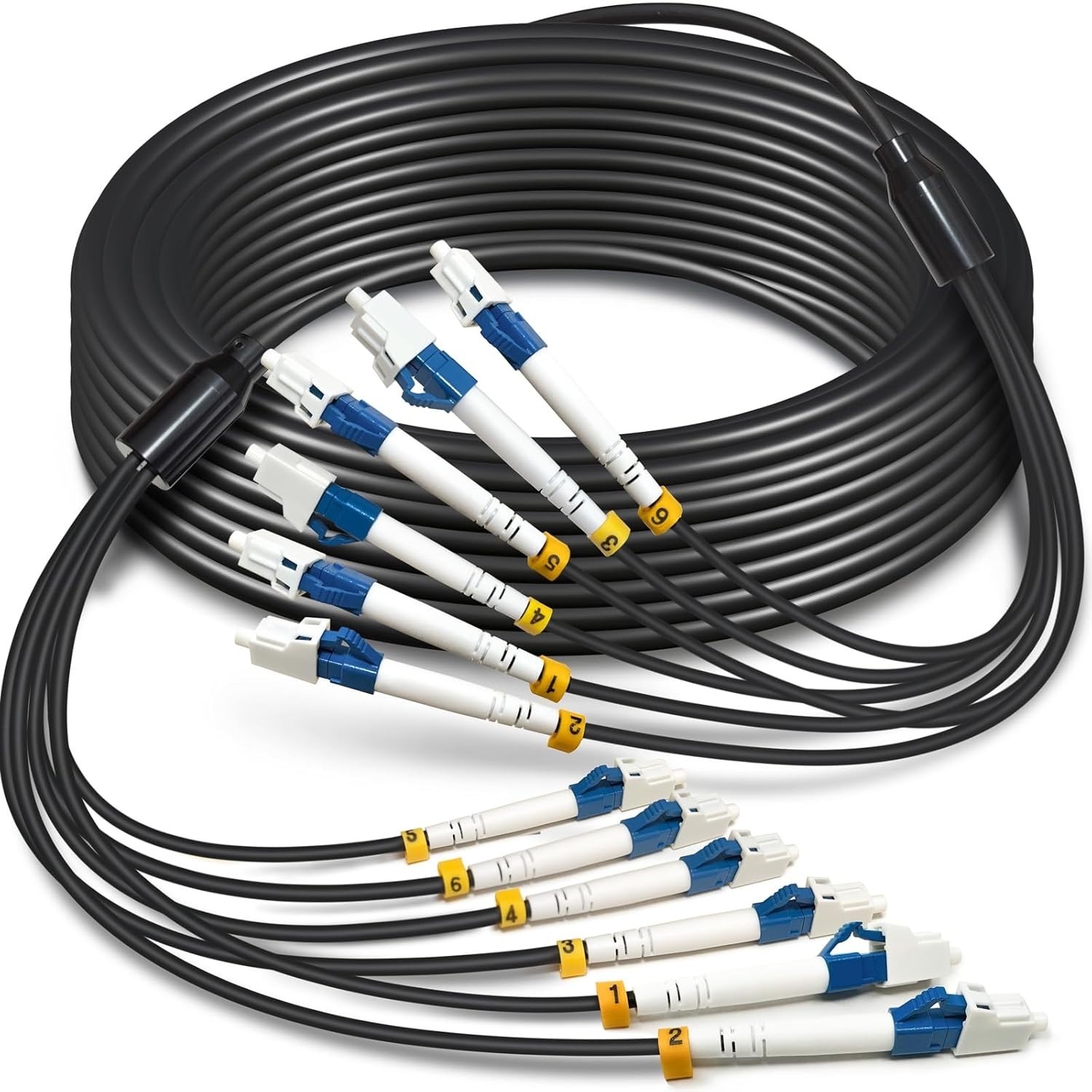 30 Meters 6 Core Industrial TPU LC to LC Outdoor Armored Fiber Optic Cable, OS2