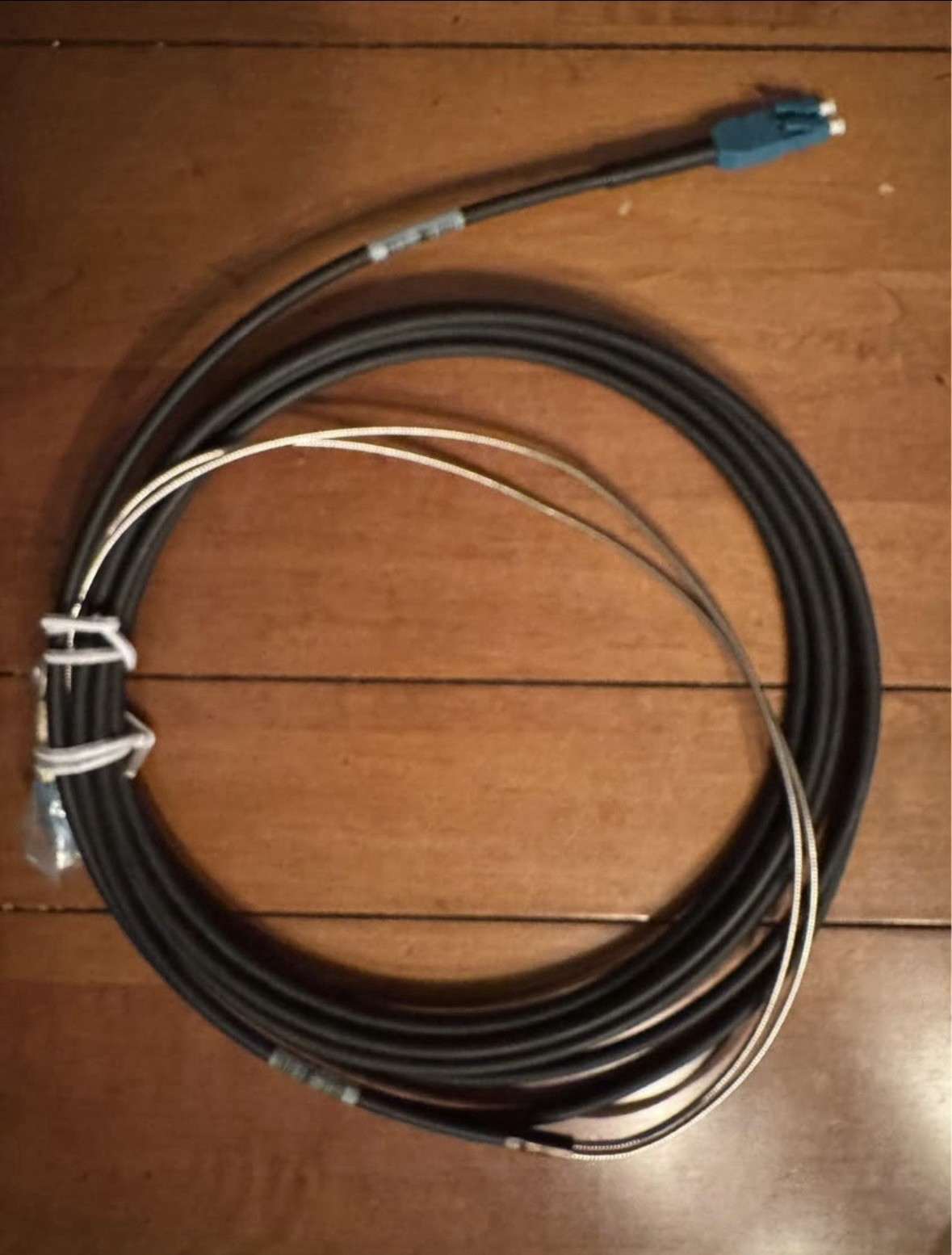 Single-Mode LC to LC Armored Duplex Fiber Optic Cable 15 ft Black