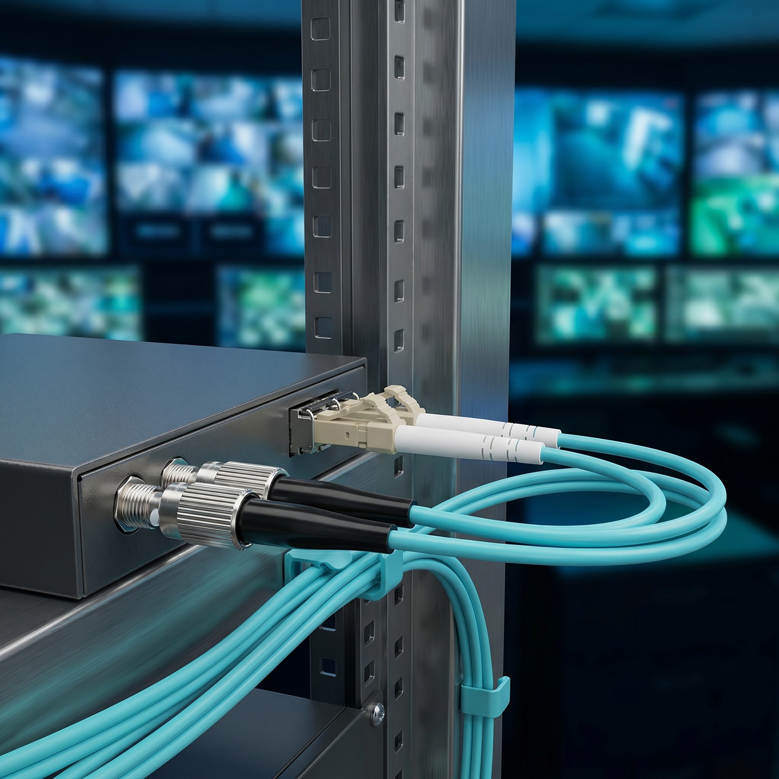 Duplex Multimode Fiber Optic Cable Patch Cord OM3 10 Gigabit LC to FC UPC 1M-50M