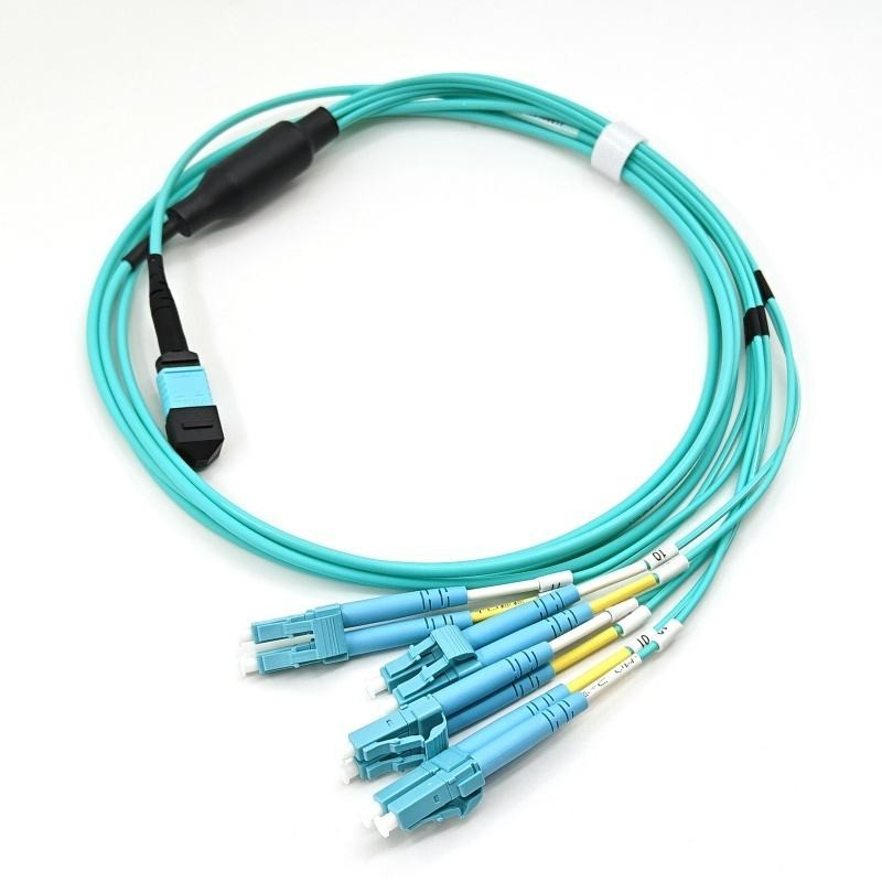 MPO Fiber Cable 8 Cores MPO Female/Male to LC Breakout Multimode OM4 Patch Cord