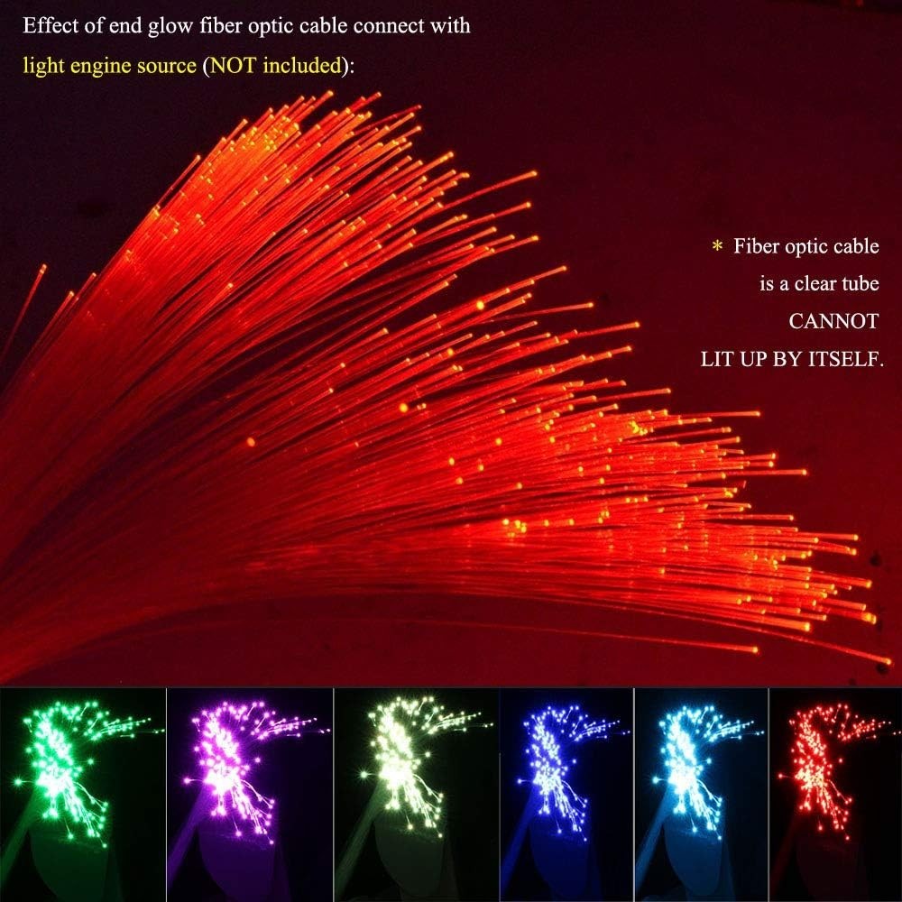 Fiber Optic Light End Glow Cable 200pcs ะค0.03in0.75mm 6.5ft/2m Pmma Plastic C