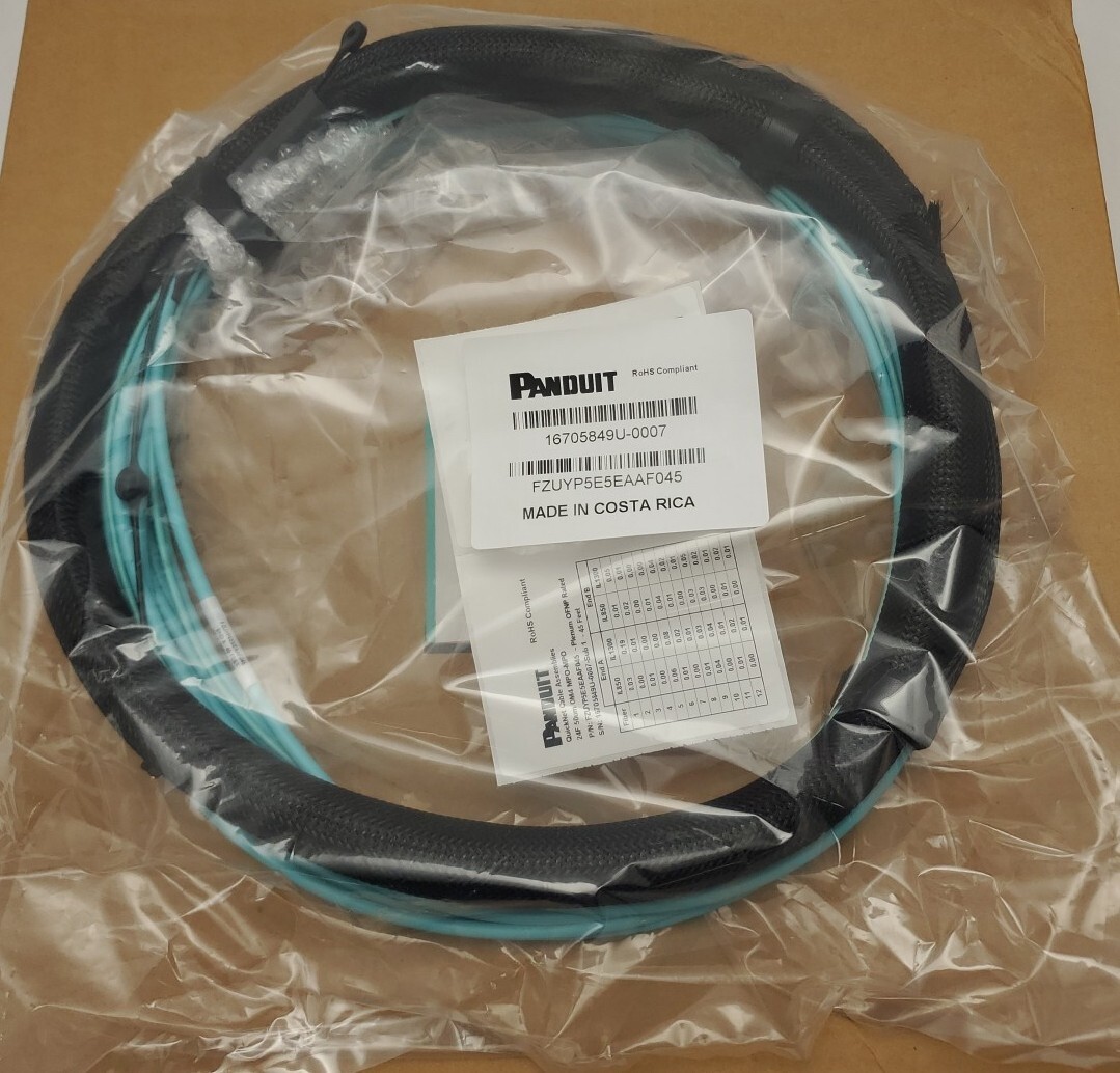 PANDUIT OM4 24 Fiber Sm Diameter Indoor Trunk MPO to MPO 45 Ft FZUYP5E5EAAF045