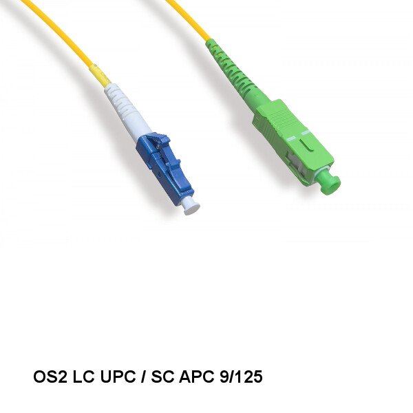 Kentek 3ft/1m LC UPC/ SC APC OS2 9 /125 Simplex Single-Mode Fiber Optic Cable