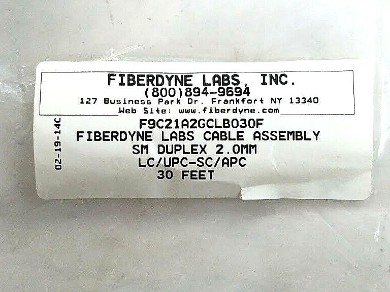 Fiberdyne Sm Duplex 2.0mm LC/UPC-SC/APC, 30Ft; Part #F9C21A2GCLB030F