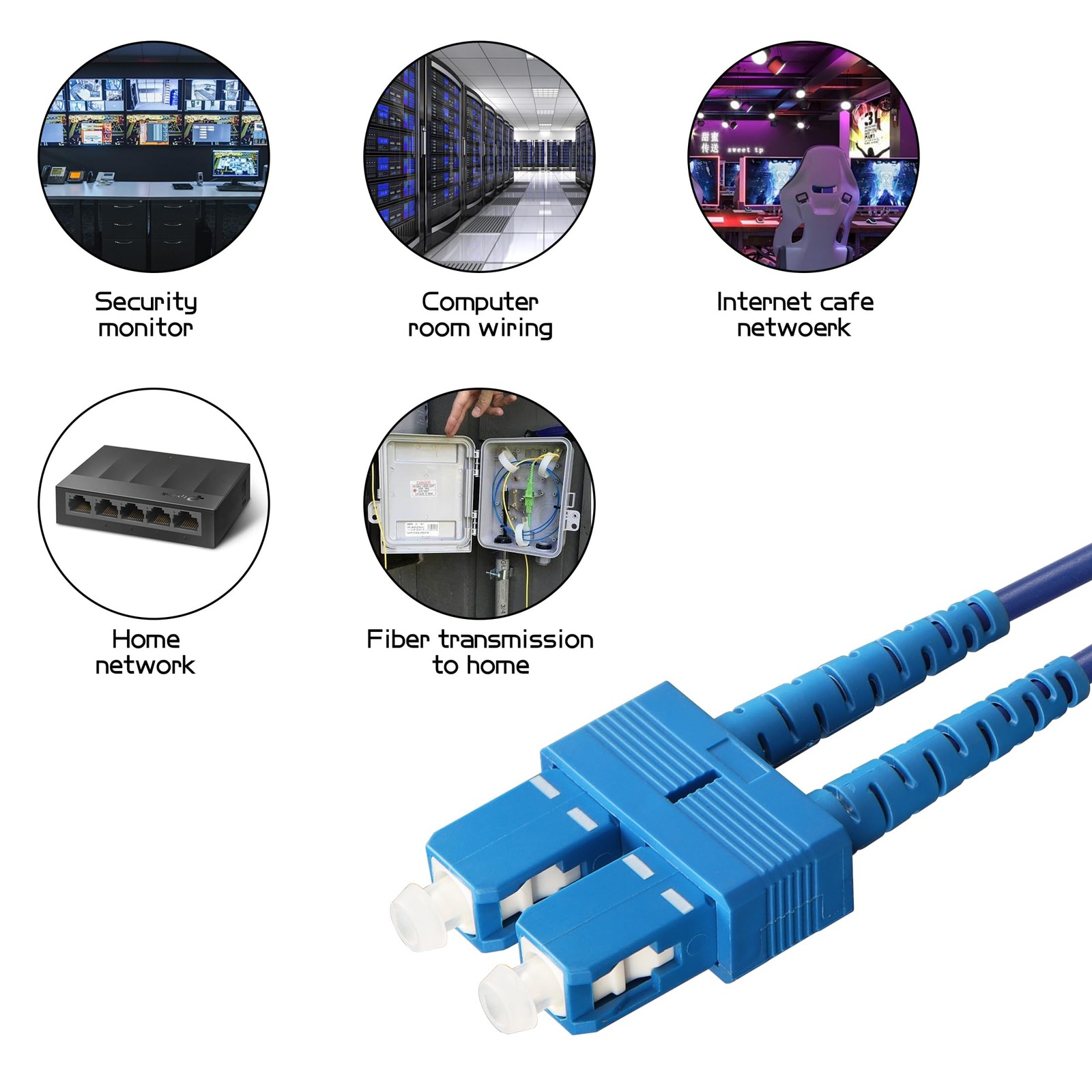 2M/6.5ft LC to SC Armored Fiber Patch Cable OS2 Single Mode Duplex 9/125um