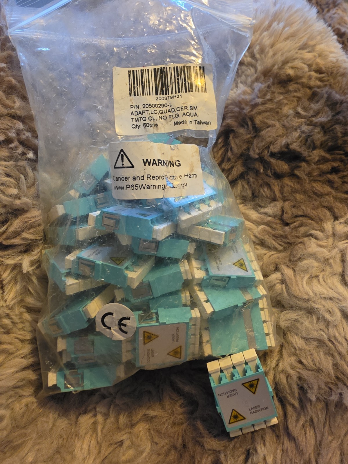 Bulk Lot of 50 LC Quad Fiber Optic Adapters – Aqua Multimode OM3/OM4 No…