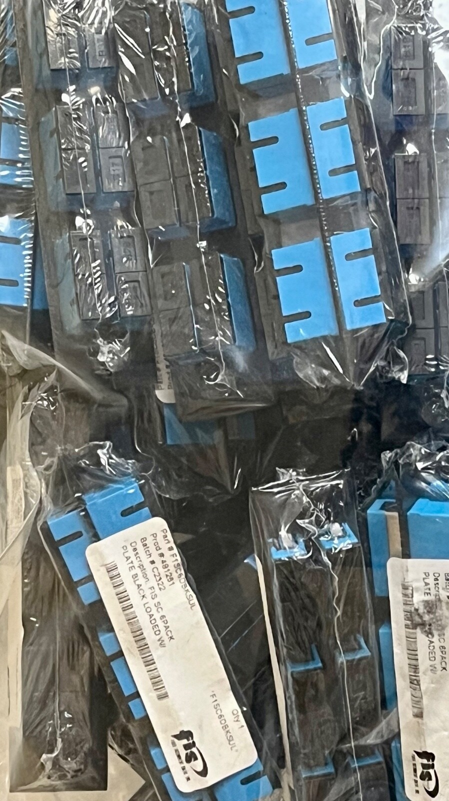 FIS Adapter Plate 6-Pack SC Duplex Singlemode Blue Adapters Loaded.