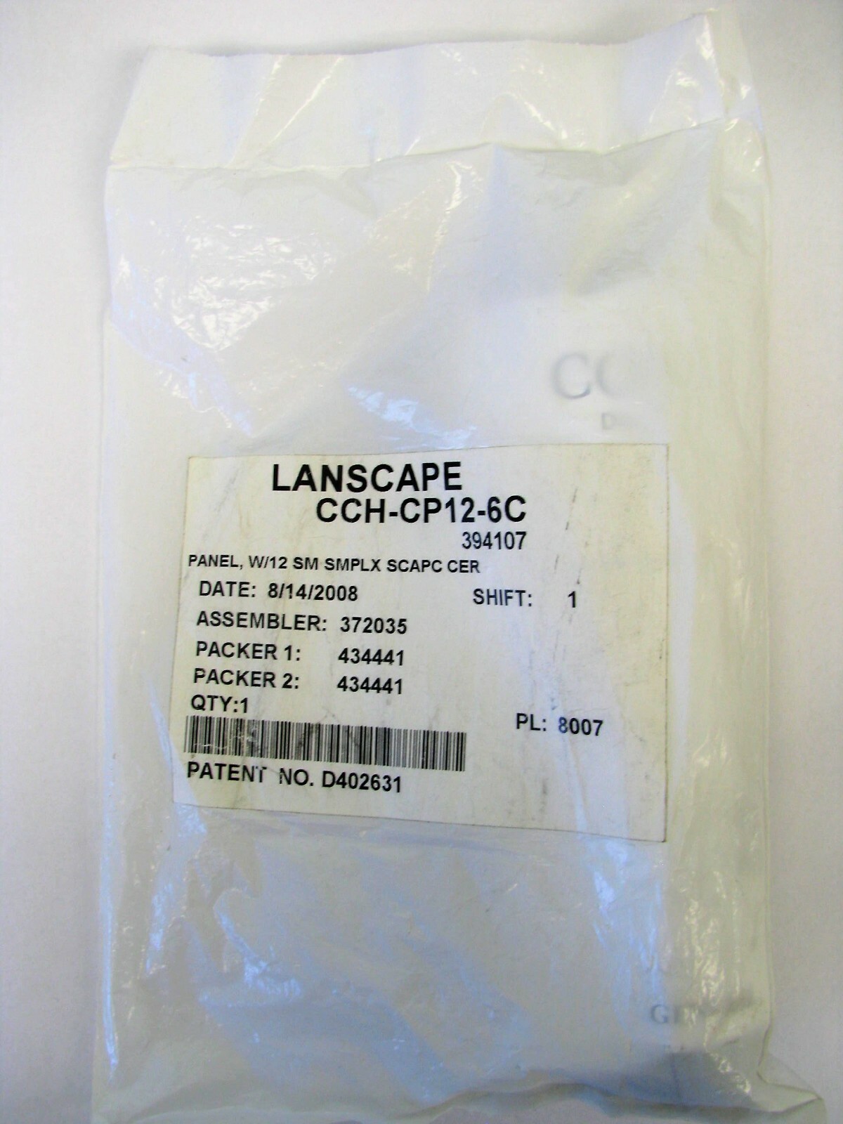 Corning CCH-CP12-6C Panel SC Singlemode, Simplex, 12 Fiber OS2, APC Polish *NEW*