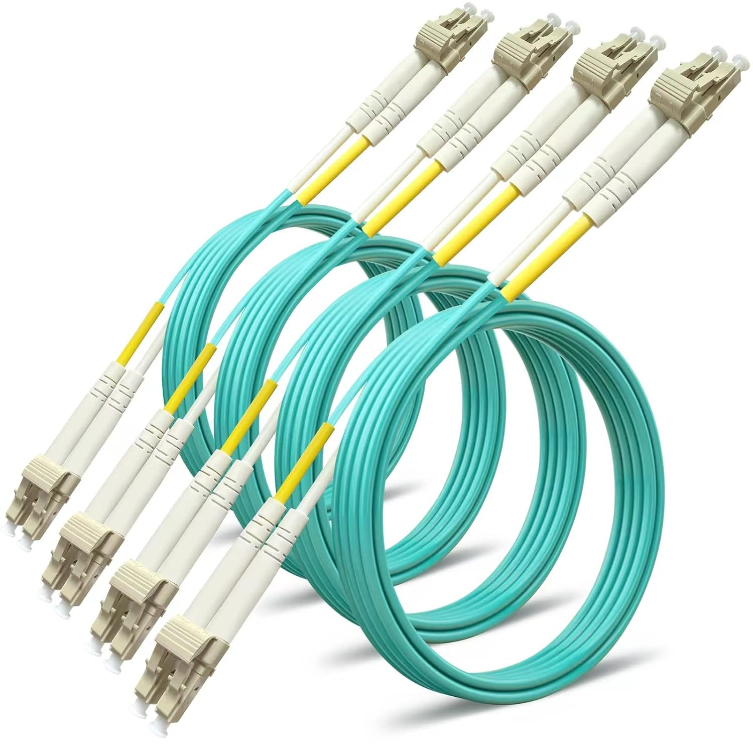 0.5M (4Pack) LC to LC Duplex OM3 Multimode Fiber Patch Cable (50/125), 10G Gigab