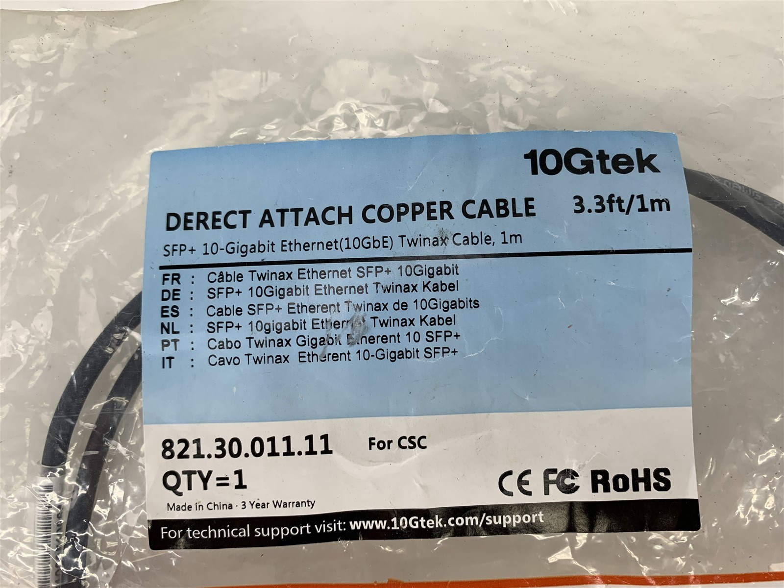 10Gtek SFP+ 10G DAC Direct Attach Copper Twinax Cable For Cisco SFP H10GB CU1M