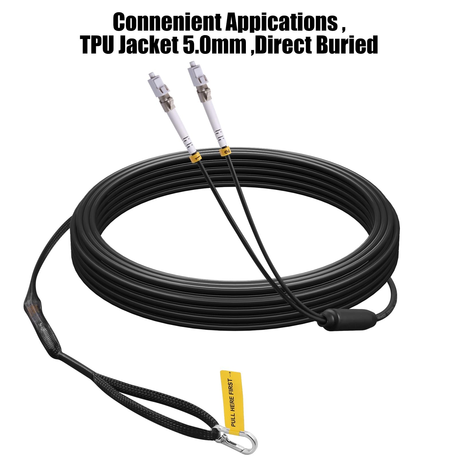 -50M(165ft) Outdoor Armored OM3 LC to LC Fiber Patch Cable, Multimode Direct …