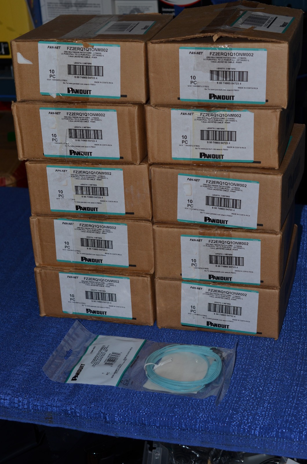 lot of 100 Panduit fiber optic cable FZ2ERQ1Q1ONM002 2 meter cables patch cord