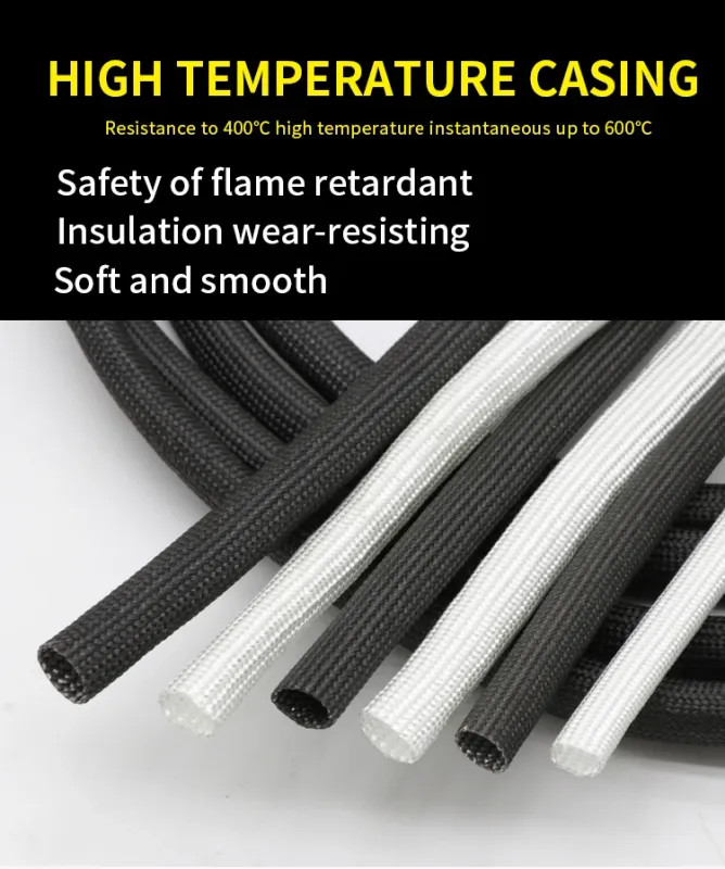 1M-5M Braided Fiberglass Sleeve High Temp Resistant Tube Chemical Glass Fiber
