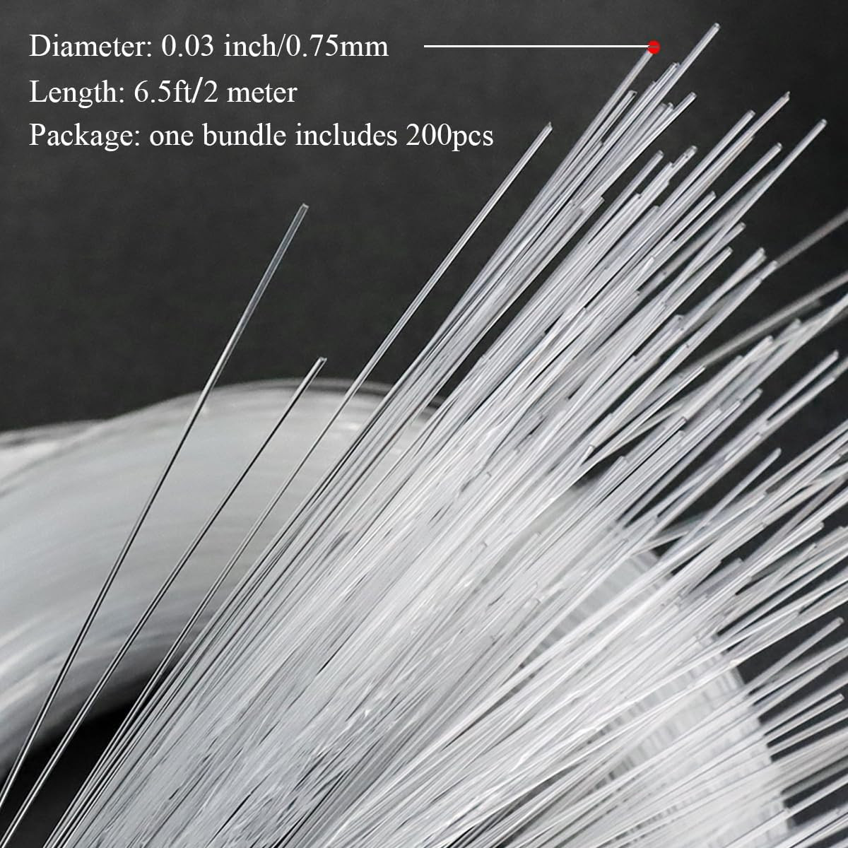 Fiber Optic Light End Glow Cable 200Pcs ??0.03In0.75Mm 6.5Ft/2M Pmma Plastic C