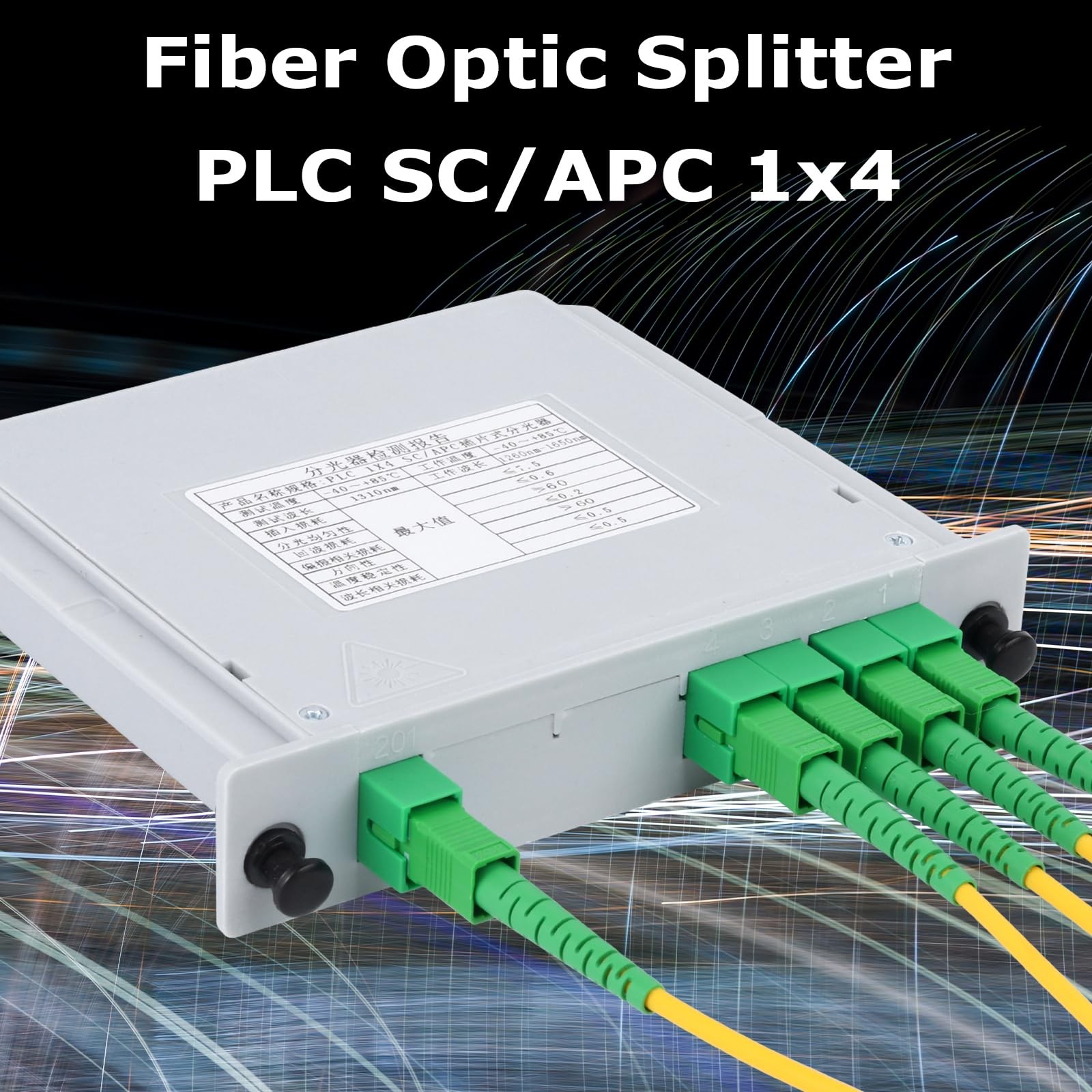 – 1 pc SC/APC 1×4 PLC Fiber Optic Splitter, 1 to 4 SC APC Cassette Card Inser…