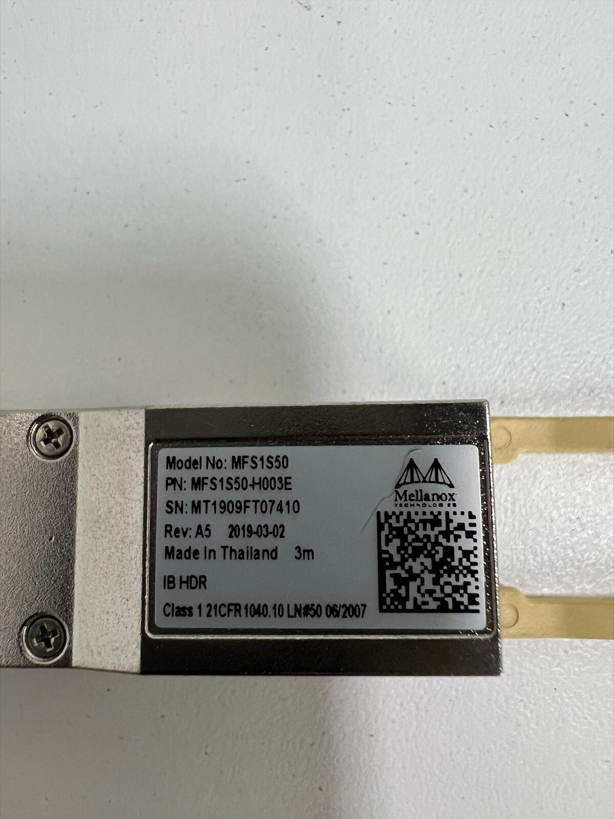 Lot of 4 Mellanox MFS1S50 200G QSFP56 850nm, MMF optic/transceiver MFSIS50-H003E