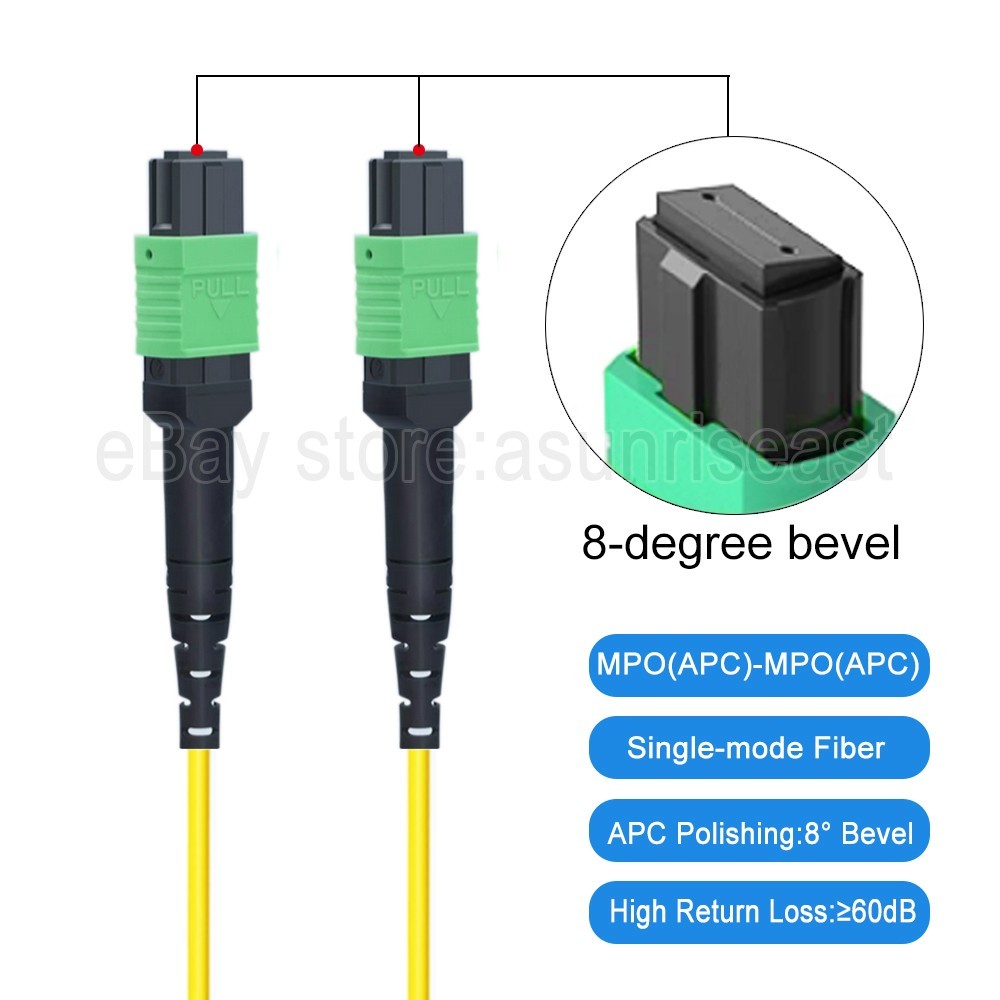 MPO to MPO APC Fiber Optic Patch Cord 8/12 Fibers Type B Female OS2 SM Cable