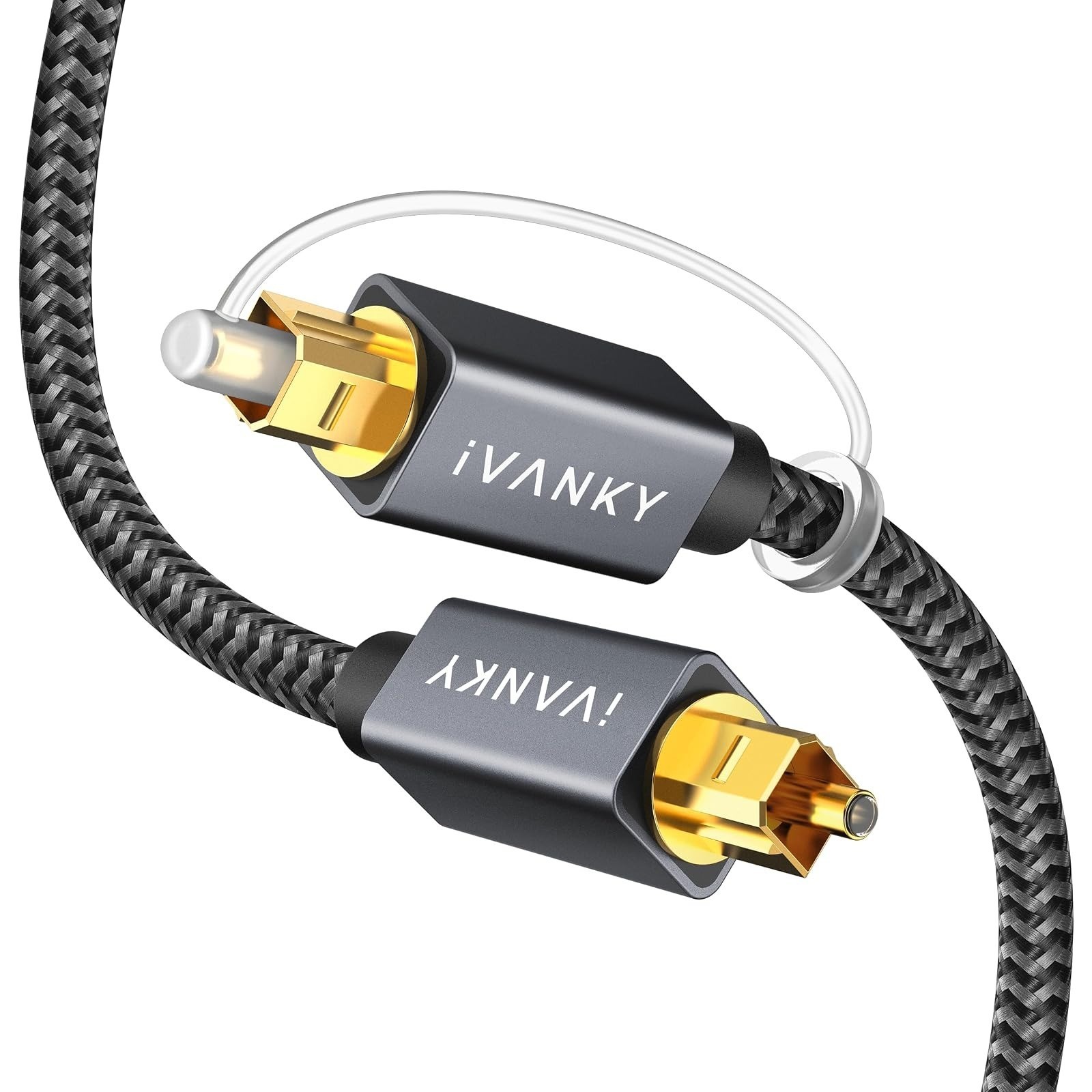 IVANKY Optical Audio Cable 6ft | Toslink Fiber Optic S/PDIF | Gold-Plated