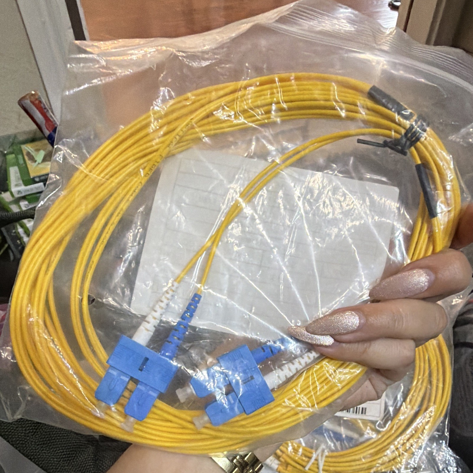Single-Mode Duplex Yellow Fiber Patch Cable SC-SC 6m, LC-ST, SM 9/125
