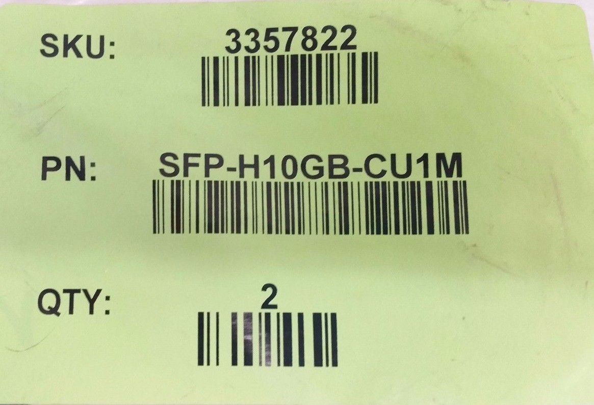 Cisco SFP-H10GB-CU1M 10GBASE-CU SFP+ Cable 1 Meter (Lot of 2)
