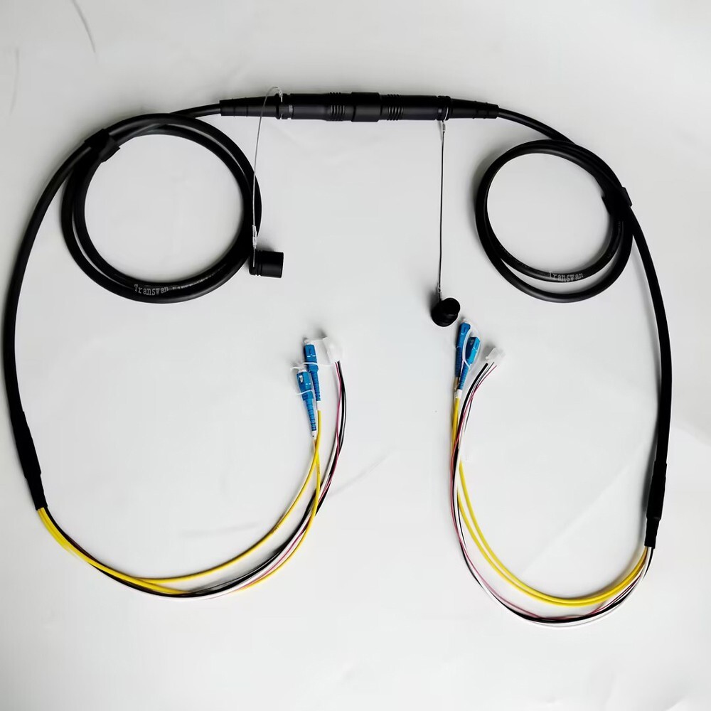 SMPTE Hybrid Cable FUW & PUW Breakout to 2 x Fibers + 4 x Lines 20 Meters(65 FT)