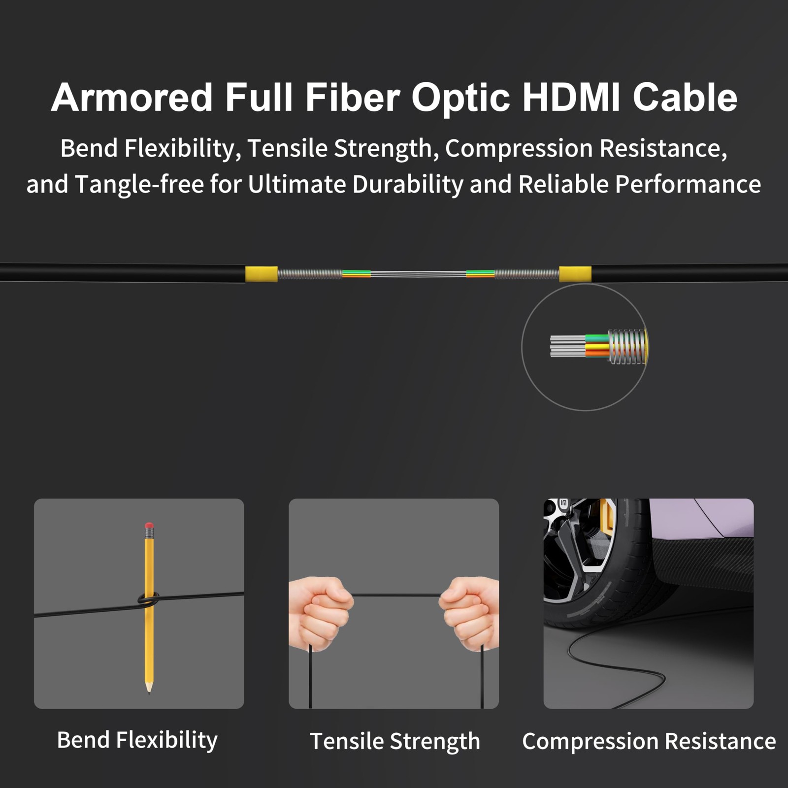 6FT MPO Male to Female Full Fiber Optic Armored Cable 7-Core Type A OM3