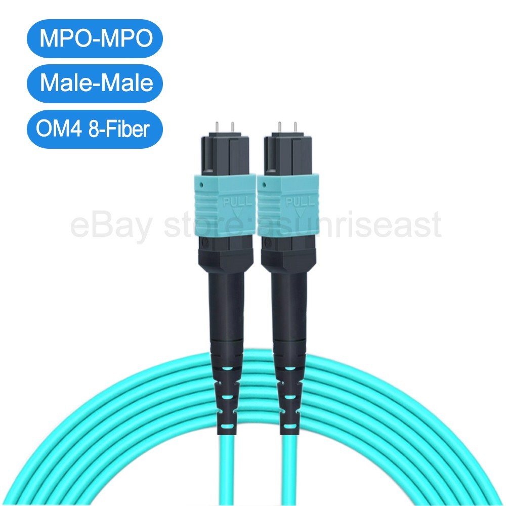 Fiber Optic Patch Cord MPO to MPO Male to Male OM4 Cable 8 or 12 Core Type B lot
