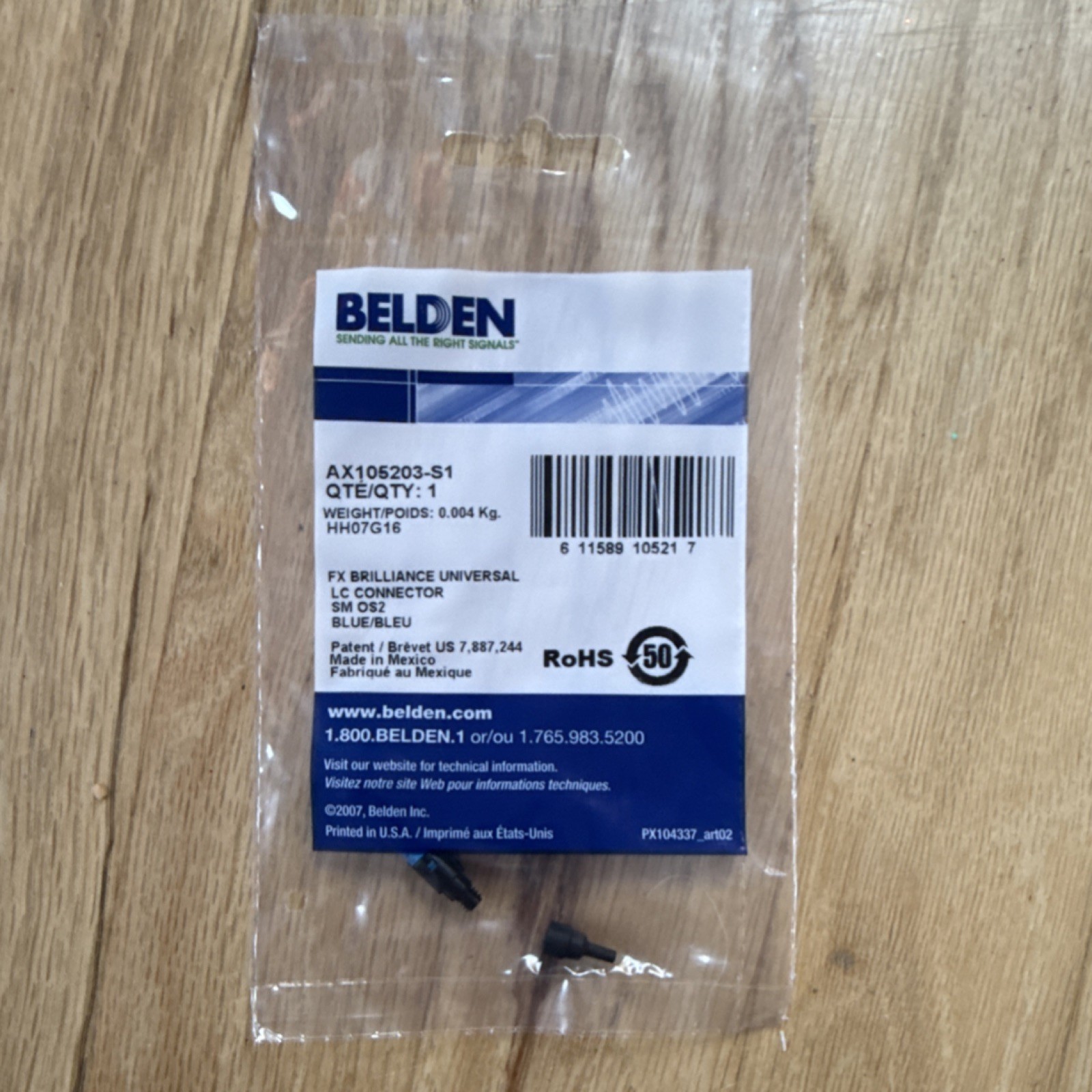 Belden AX105203-S1 LC Connector SM OS2 Blue/Blue – Bag of 25