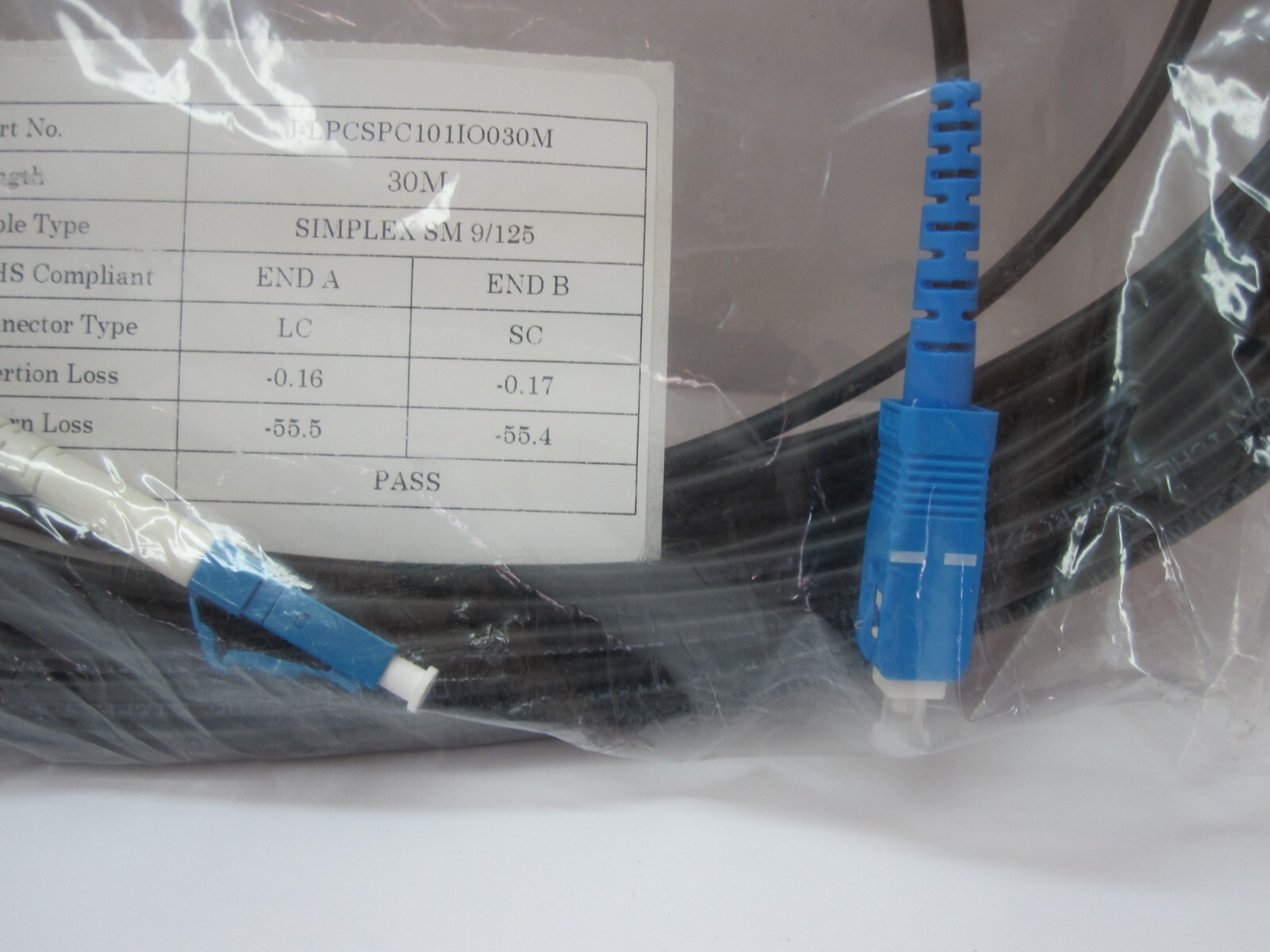 LC to SC Simplex SM Single Mode 9/125 Fiber Optic Patch Cable Black 30M 98ft