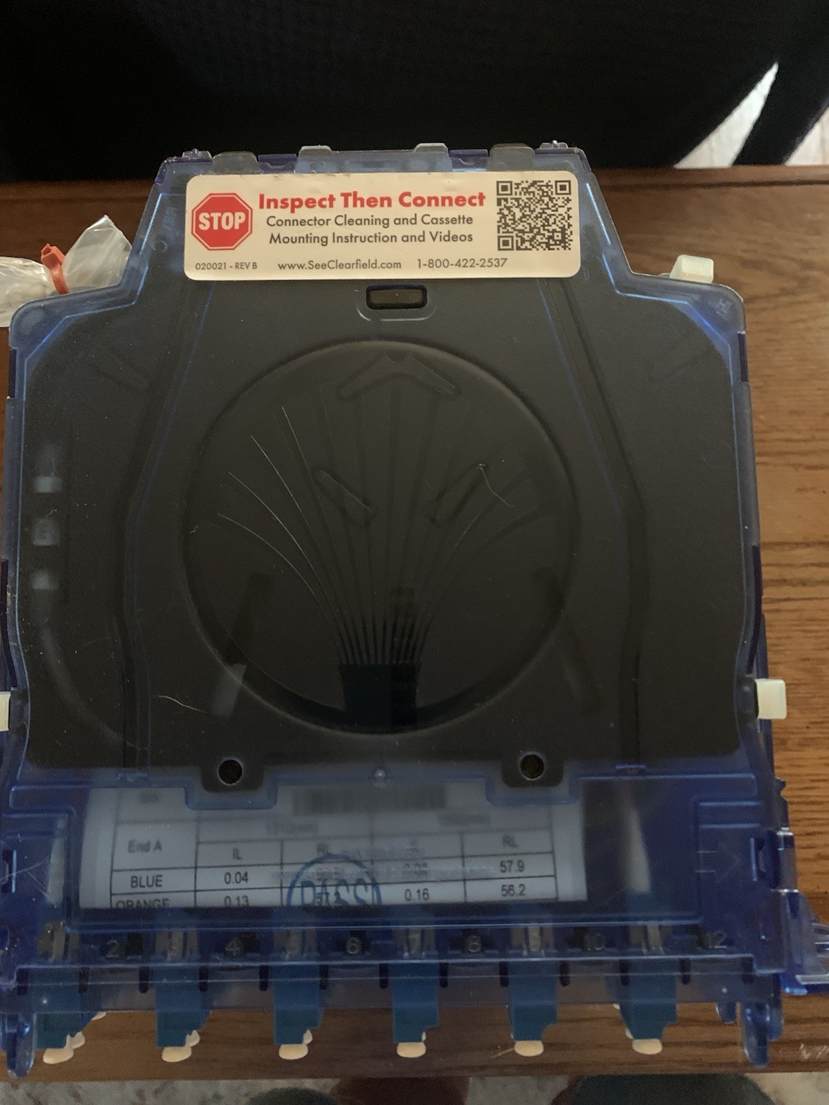 Clearfield EPZ-012-C2F-SUB Single-Mode LC-LC 12 ft Fiber Optic Cassette.