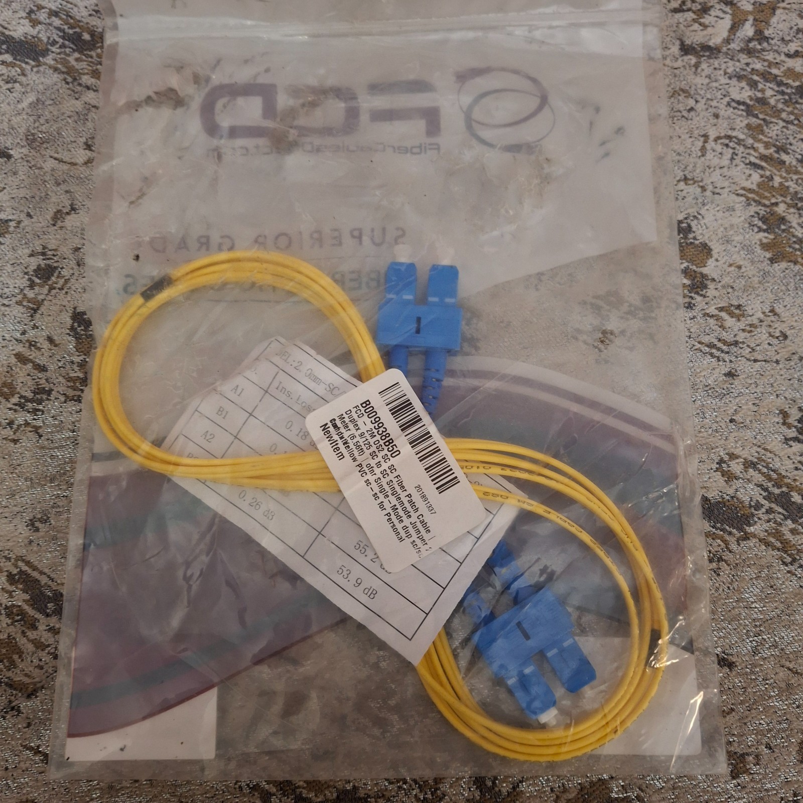FCD Fiber Optic Patch Cable 2M OS2 SC to SC Duplex 9/125 SingleMode Jumper
