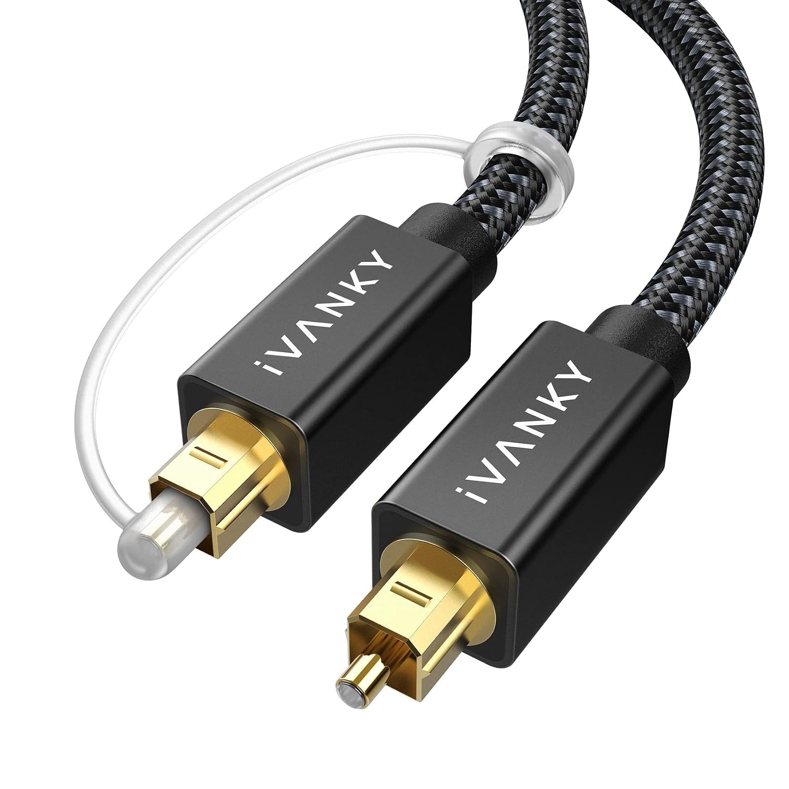 IVANKY Optical Audio Cable 6ft | Toslink Fiber Optic S/PDIF | Gold-Plated