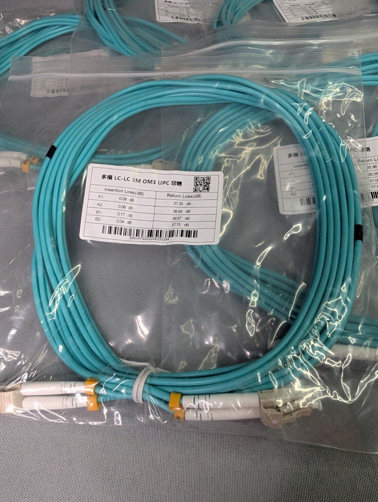 LC-LC Fiber Optic Patch Cable 3M Lot Of 10 Duplex Aqua NEW