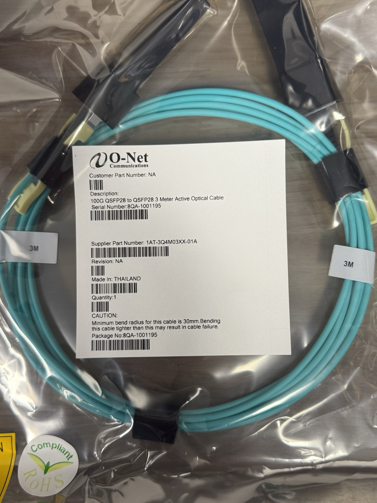 3 Meter 100G AOC – Compatible with Cisco Brocade Mellanox
