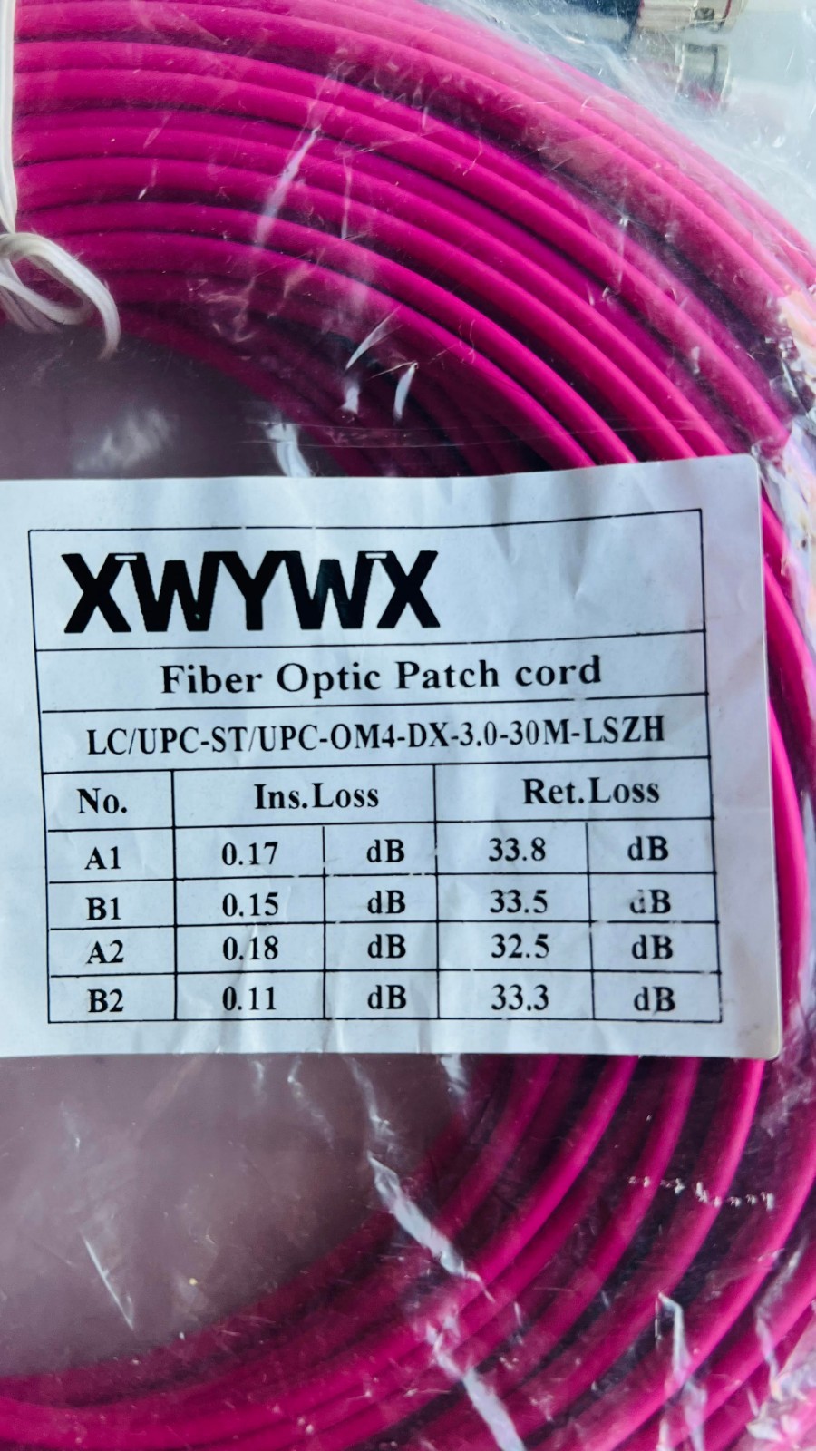 30M/99FT LC/UPC-ST/UPC-0M4-DX-3.0-30M-LSZH Indoor Fiber Optic Patch Cord NEW