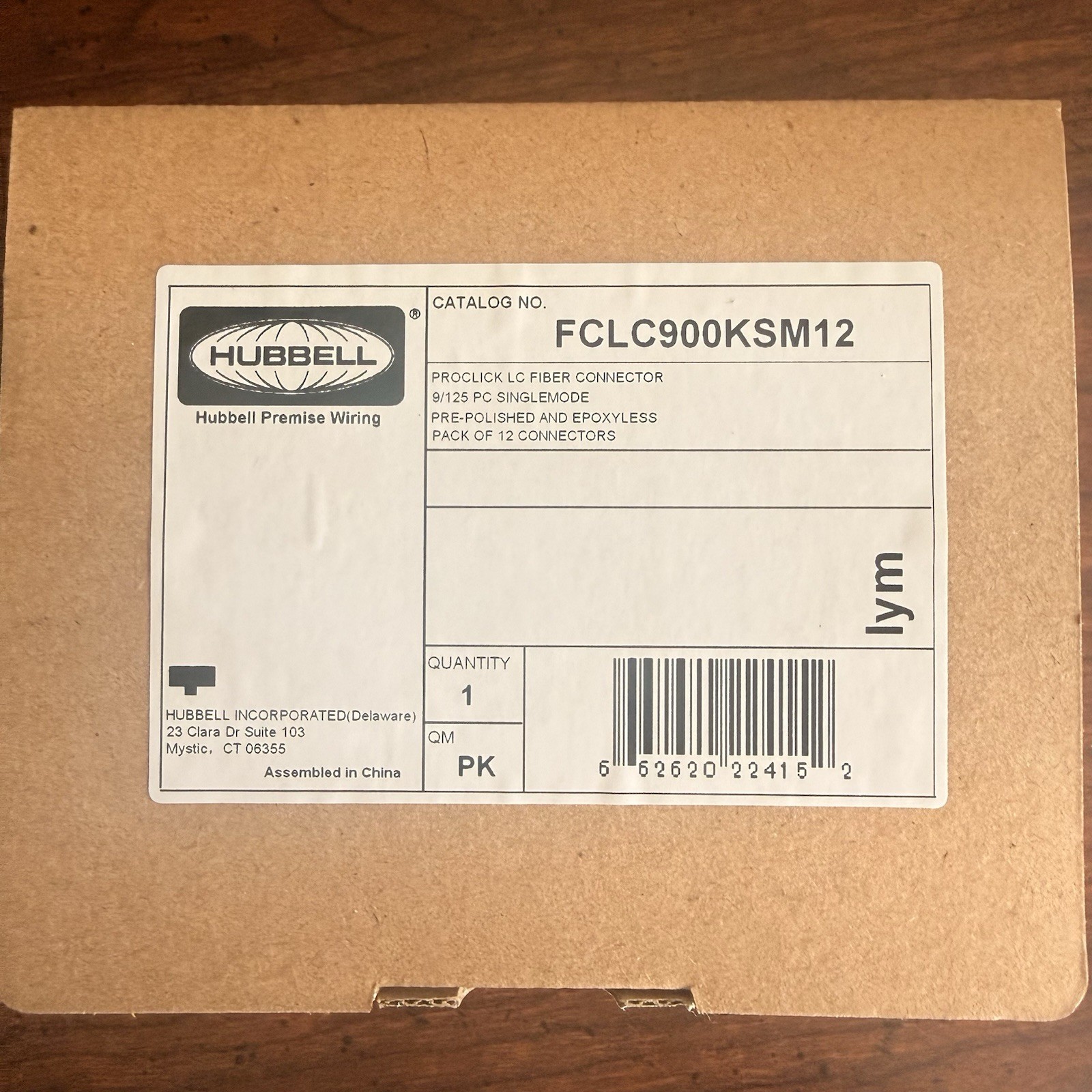 Hubbell FCLC900KSM12 12pk PROclick LC Fiber Optic Connector 9/125 PC Singlemode