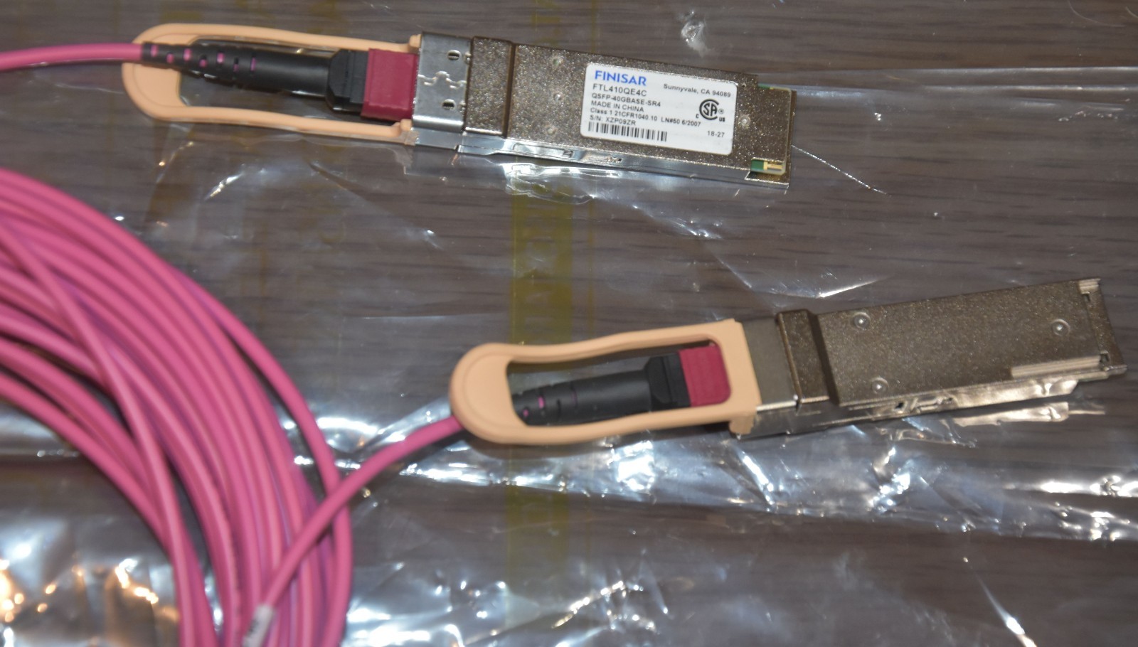 46 FT MTP F / MTP F 12 Core OM4 50/125 Multimode Fiber with 2 Finisar QSFPs