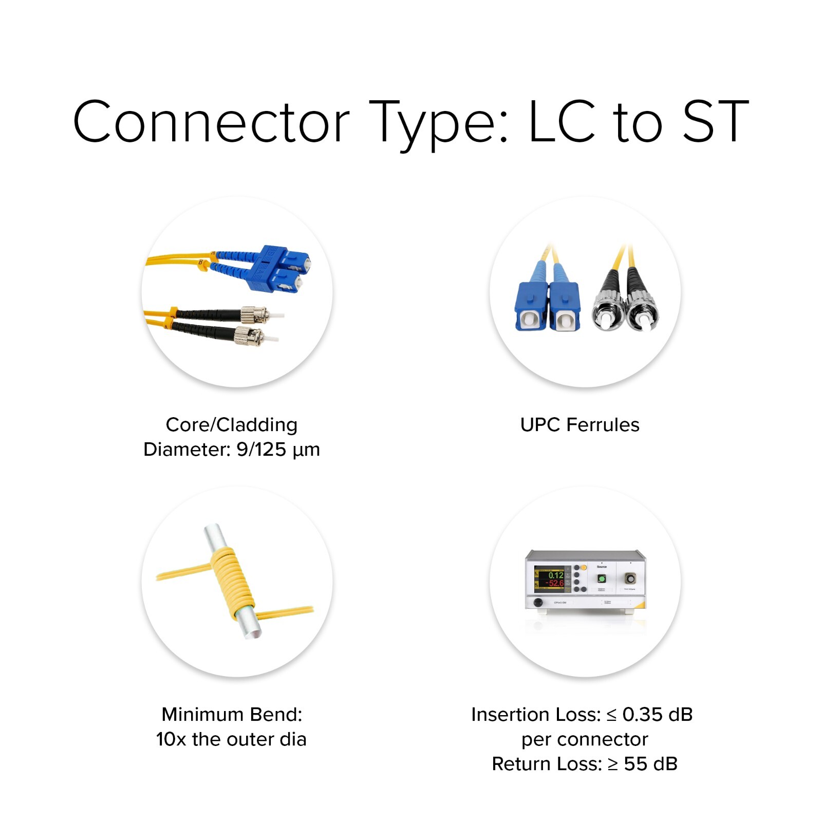 LC/ST 9/125 Singlemode Duplex Fiber Patch Cable – OS1 – 2M | Pro Networking