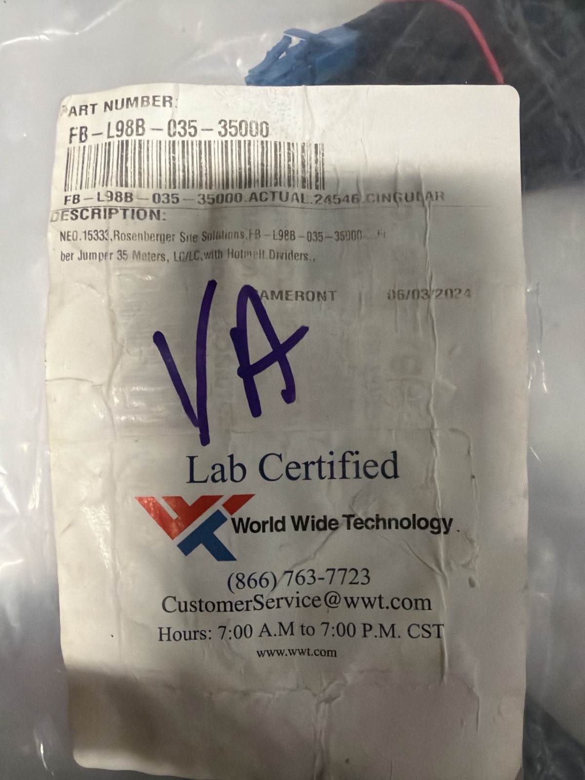 Rosenberger Fiber Jumper LC-LC 35m FB-L98B-035-35000 NEW Lab Certified