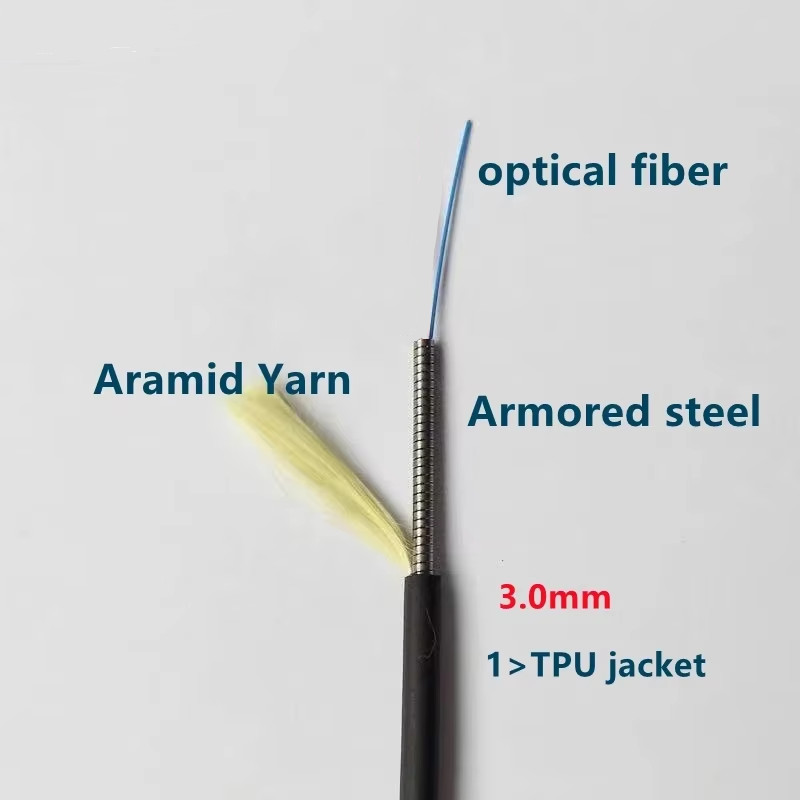 50m~200m Fiber Optic Patch Cord LC/SC/FC/ST UPC 3mm TPU SM Simplex Fiber Cable