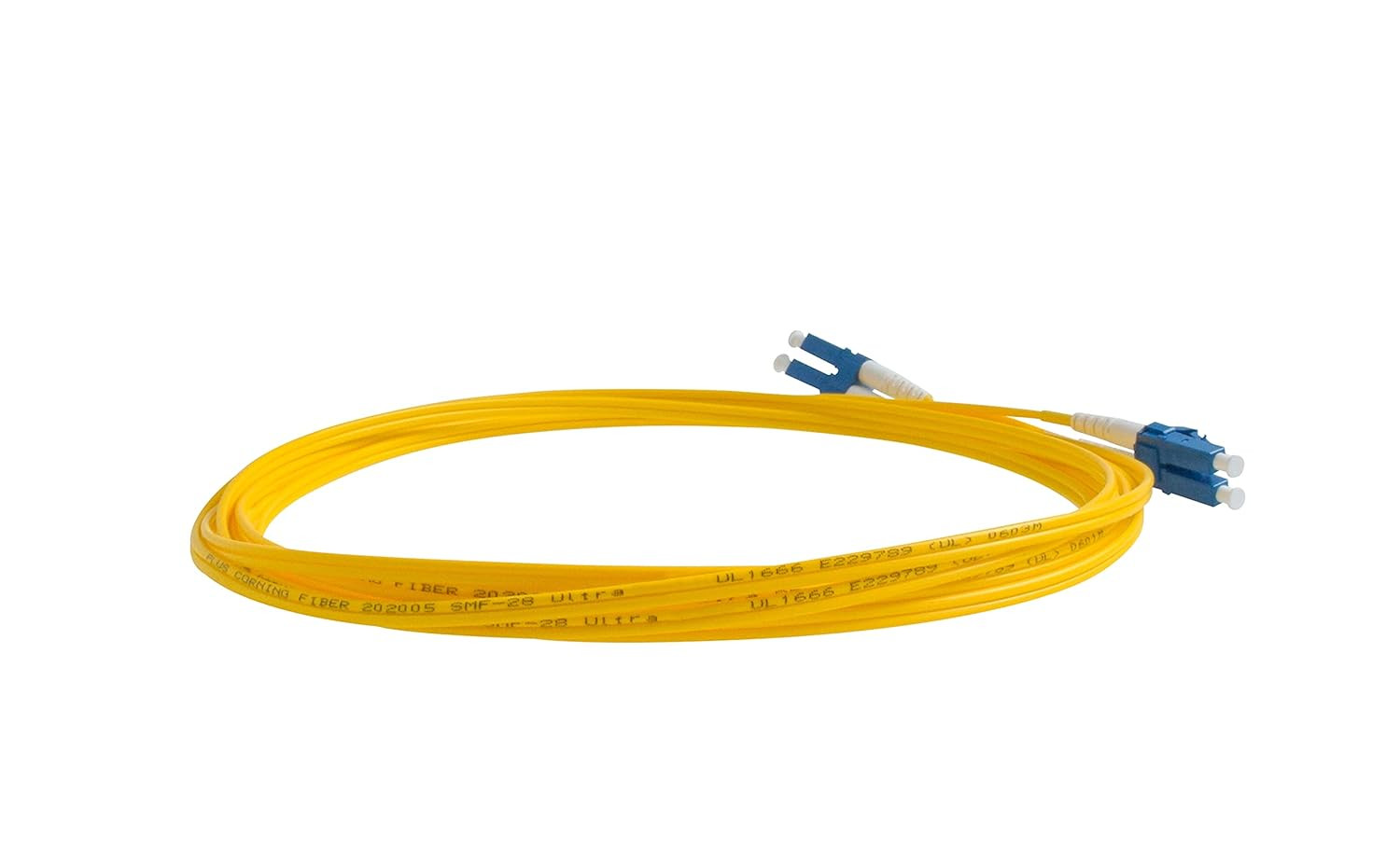 500ft LC to LC Singlemode Fiber Patch Cable, Duplex Yellow OFNR Jacket