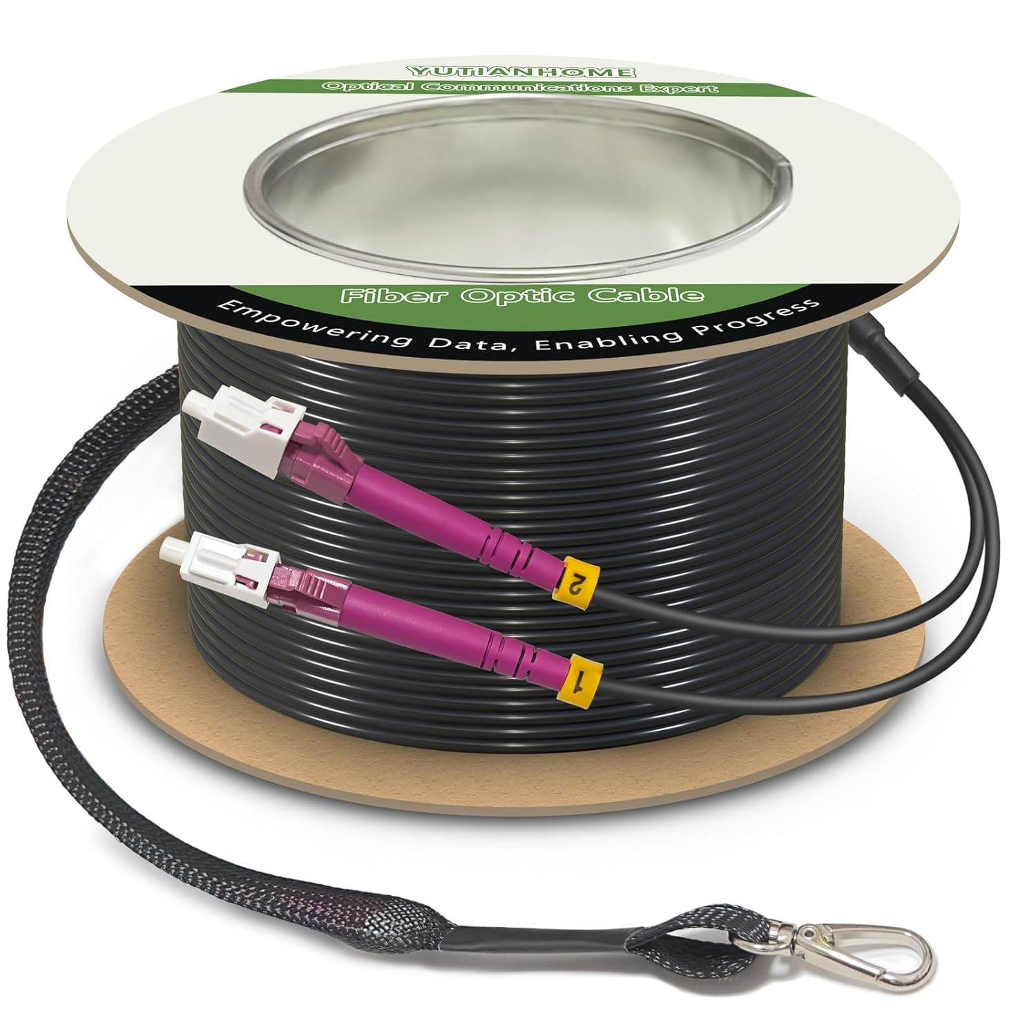 330ft Armored OM4 LC to LC Fiber Patch Cable, 10Gb/40Gb/100Gb, Indoor/Outdoor