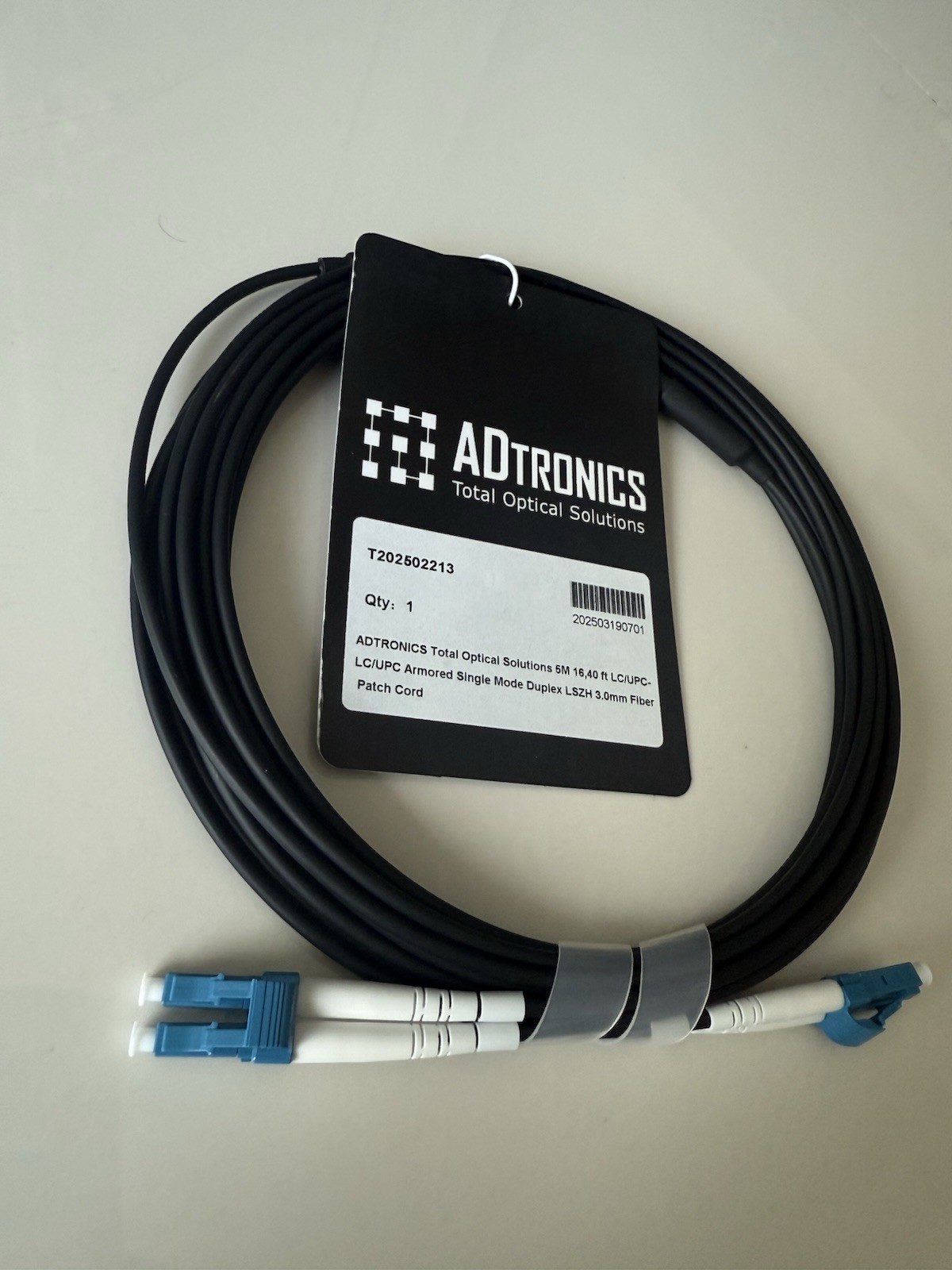 Armored Outdoor Fiber Cable LC LC 5M Singlemode 9/125 Duplex Network Patch Cord