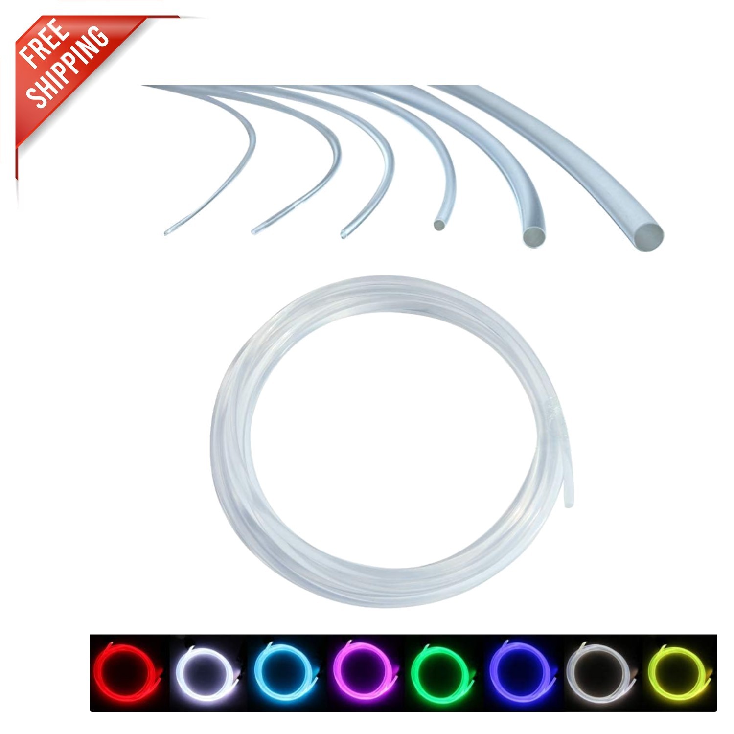 Transparent PMMA Side Glow Fiber Optic Cable – 5m for Art & Car Illumination