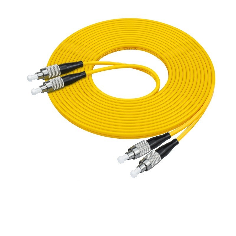 50~100m FC SC ST LC Single-mode Duplex Fiber Patch Cord Yellow 0.3dB Loss FTTX