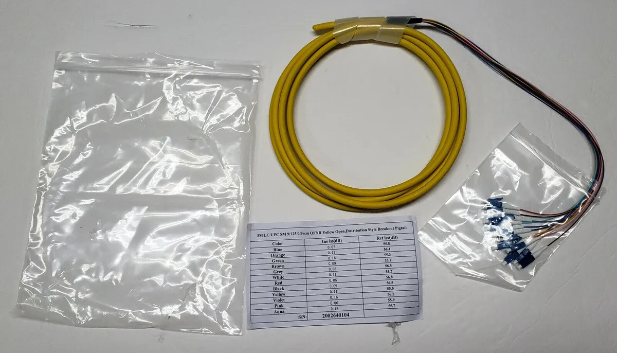 12 fiber LC/UPC Singlemode 9/125 Ribbon Pigtails 3 meters PRIORITY