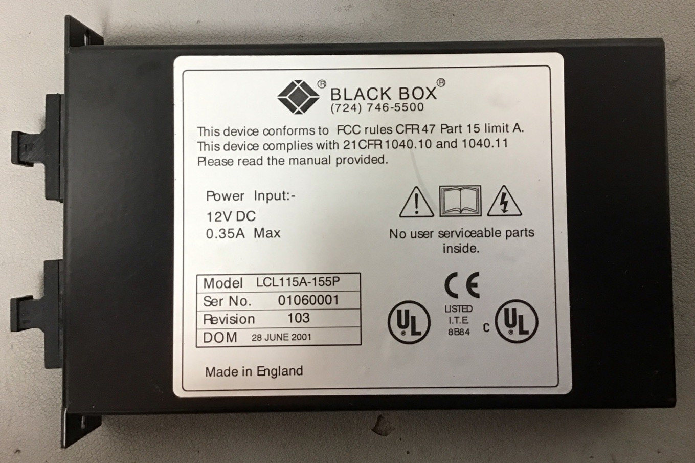 Black Box LCL115A-155P CampusLIGHT Multi/Single-Mode Fiber Extender (B131)