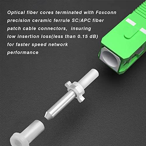 100ft (30m) SC/APC to SC/APC Fiber Optic Internet Cable, Single Mode Fiber Pa…