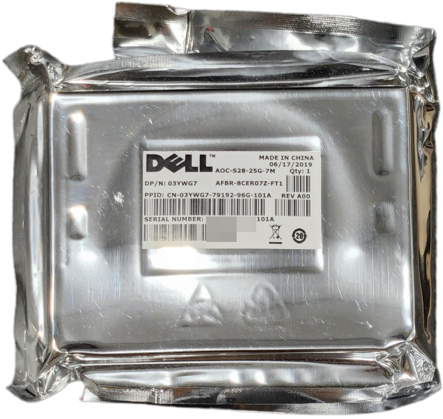 Dell 25GbE SFP28 7M Active Optical Cable 3YWG7 470-ACIF AOC-S28-25G-7M
