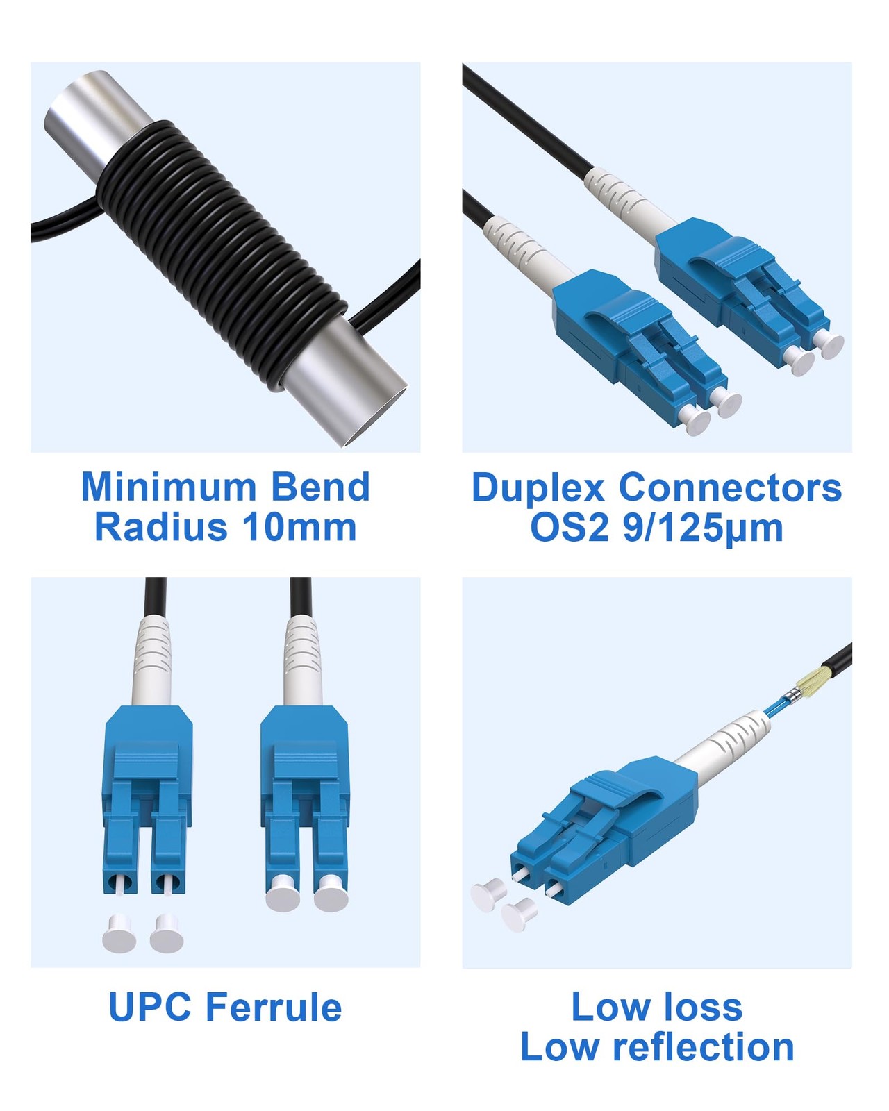 30M Uniboot LC to LC Fiber Patch Cable, OS2 Outdoor Armored Fiber Optic Cable…